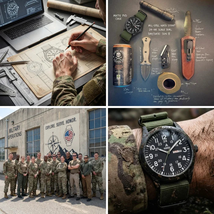 Ironway Field Watch military standards collage